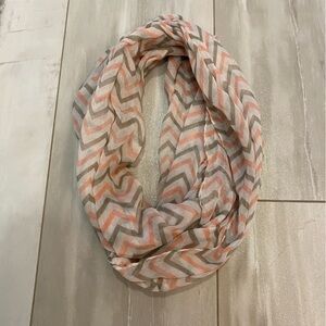 Pink and Gray Chevron Circular Viscose Lightweight infinity Scarf, One Size